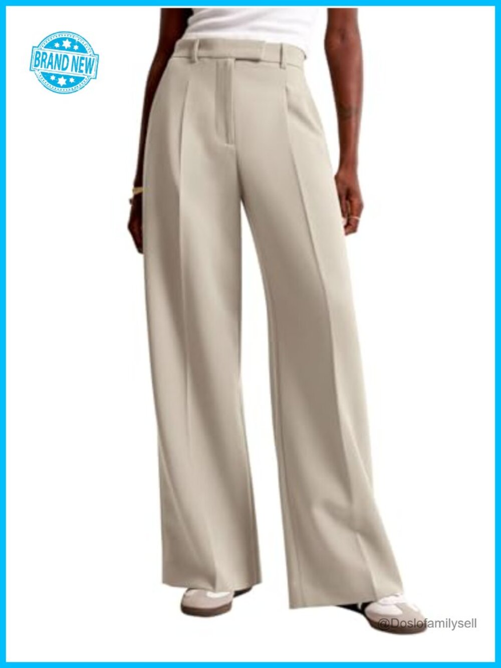 Wide Leg High Waisted Dress Trousers with Pockets Tailored Work Pants